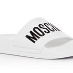Moschino  Logo Slide Sandals in White, Size 38 New in Box Photo 9