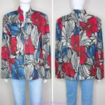 Afred Dunner women's cotton blend floral print zip up blazer jacket, size 16 Gray Photo 2