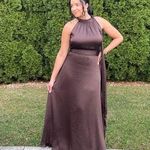 SACHIN & BABI Brown Sleeveless Tie Neck Banded Waist Kayla A Photo 13