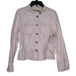 Sigrid Olsen Women's Jacket 5 Buttons Stretch Crop Hi-Neck Denim Pink 14 Photo 0