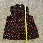 Anthropologie Maeve navy blue & orange polka dot sheer top size 4 Photo 9