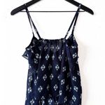 Living Doll Blue and White Printed Ruffle Strap Top Women's Size S Photo 1
