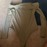 Afrm Ribbed Off Shoulder Bodysuit Size M Thong Long Sleeve Tan Size M Photo 8