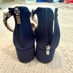 Jewel Badgley Mischka Cathleen 11 satin block heel evening pump 3093 Blue Photo 3