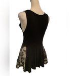 Frenchi Black Sleeveless Top With Flowy Lace Trim. VERY FLATTERING ON! Size XS Photo 4