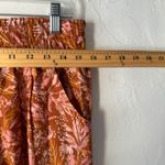 Garnet Hill Garnet‎ Hill Floral Print Pull On Pants Wide Tencel Linen Blend Rust Orange Fall Photo 3