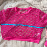 Avidlove Hot Pink Mesh Crop‎ Top | Juniors L | Festival Clubwear Size undefined Photo 7
