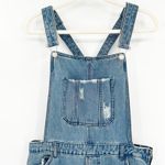 Signatures Womens Work Distressed Denim Jean Straight Leg Overalls Size L Blue Blue Photo 2
