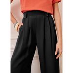 Sézane NWT Sezane Loulou in Noir Black Pleated Satin Back Crepe Wide Leg Pants 34 / 2 Photo 10