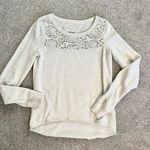 Abercrombie & Fitch Lace Crewneck Sweatshirt Cream Small Photo 1