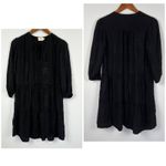 Nation Ltd Black Textured Tiered Dress Long Sleeve Tie Neck Sz S USA Photo 5