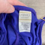 l*space L* Blue Purple Halter Neck Tie Scoop Back One Piece Swimsuit Sz.L Photo 3
