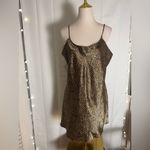 Leopard Print Satin Slip Dress L Silky Nightie Cami Lingerie Sleepwear Large Brown Photo 1