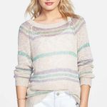 BP Brass Plum Women’s Striped Open Knit Crew Neck Pullover Sweater Top Size XS Photo 0