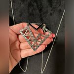 Silver Geometric Art Deco Pendant Necklace Photo 2