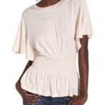 BP NWT NORDSTROM PINK BUTTERFLY SLEEVES SMOCKED PEPLUM WAIST TOP XXS Photo 0