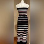 White House | Black Market  strapless Black Multi Color Stripes Slits Both Side SZ Photo 4