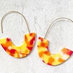 Crescent Orange & Yellow Tortoise Acrylic Earrings Yellow Photo 0