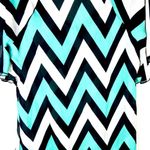Rue 21 Teal White & Black Chevron Stripes Short Sleeve V Neck Size Small Sheer Photo 10