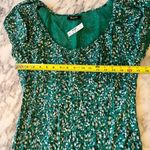 NWT Ruched Scoopneck Midi Dress Green Floral Sz 10 bottom 8” shredded hem dress Photo 8