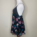 Forever 21 Black Flowy Boho Strappy Dress Sz Small Pink Teal Low Back Photo 3