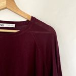 ZARA lightweight red purple plum knit crewneck pullover sweater women's size L Photo 1