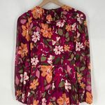 Maggy London Desert Bloom Floral Long Sleeve A-line Dress In Wine Ruffle Trim 2 Photo 10