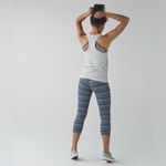 Lululemon  Blue white and black Striped cropped capri wunder under Leggings Photo 2