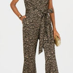 Ivanka Trump  Women's Cheetah-Print Belted Wide-Leg V-Neck Jumpsuit Party Chic Photo 0