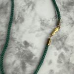 Vintage Womens Cloisonne Lotus Flower Medallion Tassel Necklace Jade Green Photo 5