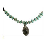 Vintage Virgin Mary blue and black beaded pendant necklace Photo 1