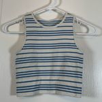 Aura  White Blue Stripe Tank Top Ribbed Cropped Size S/M EUC #VEG-0130 Photo 1