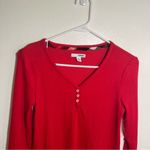 Sonoma  Henley Top Hyplad Red Long Sleeve V-Neck XS Photo 1
