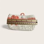Handmade  Crochet Cotton Pouch w/ Bow & Button Closure Photo 5