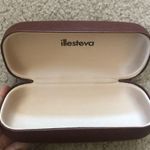 illesteva  brown tan hard leather sunglasses case holder Photo 2