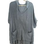 Barefoot Dreams  CozyChic Ultra Lite Knit Short Sleeve Oversized Zip Up Blue 1X Photo 1