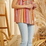 NWOT Savanna Jane Aztec Embroidered woven top size medium Red Photo 2