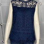 Laundry by Shelli Segal Los Angeles Top Sleeveless Crochet Blue Size Medium Photo 0