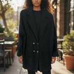 Free People  Black Knit Double Breasted‎ Sweater Blazer Jacket Size Medium Photo 10