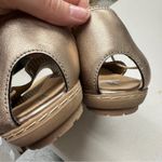 Earth Gold Leather Laser Cut Comfort Flats Womens 10 Sandals Beachy Slip On Photo 2