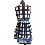 Eliza J Fit & Flare Dress Blue Plaid Print Sleeveless Party Cocktail Size 8 Photo 1