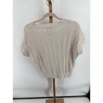 Elie Tahari Women’s Short Sleeve V Neck Beige Grey Sweater Size Large Photo 7