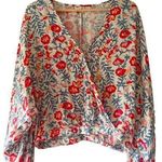 Billabong Safe Bet Floral Blouse with Puff Sleeves  Size Large Boho EUC Photo 0
