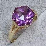 Amethyst 14K 14KT Karat Yellow Gold  Purple Hexagon Shape Sz 7.75 Ring Photo 0