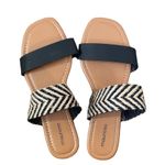 Maurice's Chelsea Black Striped Weave Strap Sandals Photo 3
