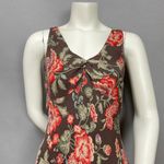 Jones New York  Bias Cut Dress Silk Floral ALTERED V-Neck Women Flirty Brown Pink Photo 2