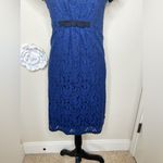 Uncle Frank NTM:  Navy & Black Lace Dress with Keyhole Back Ruching Waist Sz M Photo 3