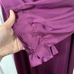 Vtg LORRAINE Size M Nightgown Burgundy Satin Silky Romantic Ruffle Neck Keyhole Photo 5
