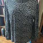 Chico's Chico’s black & white leaf knit travel full sleeve normcore 3/XL top Photo 0