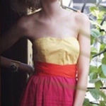 Maeve Anthropologie  Colorblock Strapless Dress Pink Orange Size 0 EUC Photo 0
